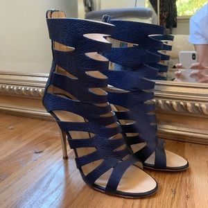 Giuseppe Zanotti Metallic Blue Caged Heels